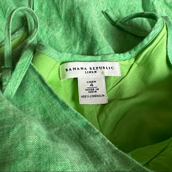 Banana Republic Green Linen asymmetrical summer Dress size 4 - Picture 13 of 14